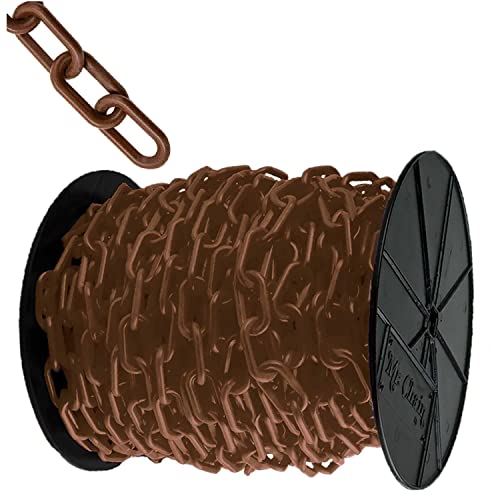Plastic Barrier Chain on a Reel by Mr. Chain – 12.5"L x 10.13"W x 10.63"H, Hdpe With Uv Inhibitors, Brown, Model 50110