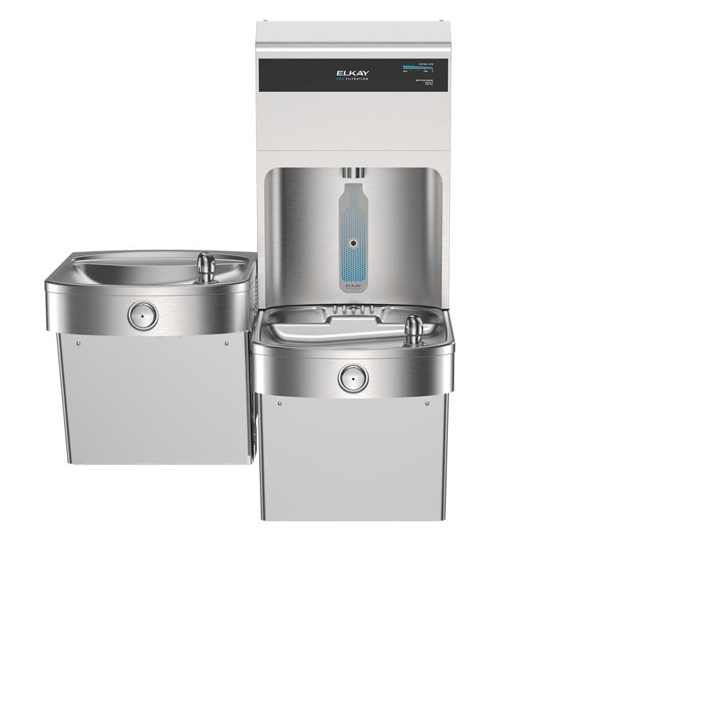 Pro VR Bottle Filling Station & Bi-Level ADA Cooler by Elkay – 10000 gallons, Stainless Steel, Model LVRCTLDWSPRO