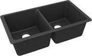 Elkay ELGU3322MB0 Quartz Classic 33" x 18-1/2" x 9-1/2" Double Bowl Undermount Sink, Matte Black