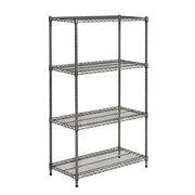 Shelving Unit with 4 Shelves Flint Wire - 30" L x 14" W x 48" H by HUBERT – Alloy Steel, Flint, Model 14308-F