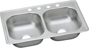 Elkay Dayton 33 In. x 19 In. x 6-7/16 In. Equal Double Bowl Drop-In Kitchen Sink, Stainless Steel - 1 Each