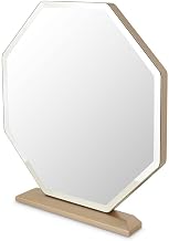 Michael Amini La Rachelle Beige Champagne Vanity Mirror Solid and Manufactured Birch Wood Frame with Glass Surface Single Piece Sitting Style Elegant Design for Bedroom or Dressing Table
