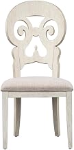 Starlight Canyon Home Solid Wood Splat Back Side Chair, Farmhouse Dining Chair with Linen Blend Seat for Kitchen or Dining Room, White