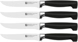 ZWILLING Four Star 4-Piece Razor-Sharp German Steak Knife Set, Made in Company-Owned German Factory with Special Formula Steel perfected for almost 300 Years, Dishwasher Safe