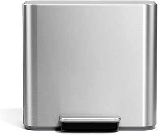 simplehuman Mini Step Can, 16L / 4.3 Gallon Trash Can for Home Offices, Hotel Rooms, Bedrooms, Liner Pocket®, Sleek Internal Hinge, 150,000-Step Pedal, Lid Shox® Silent Close, Brushed Stainless Steel