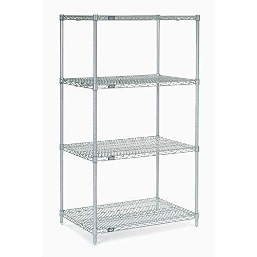 Nexelate Wire Shelving Starter Unit – 4, Alloy Steel, Silver, Model 18308EP