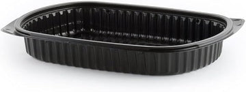 Anchor Packaging Microraves Polypropylene Platter Food Container Black, 32 oz. | 250/Case