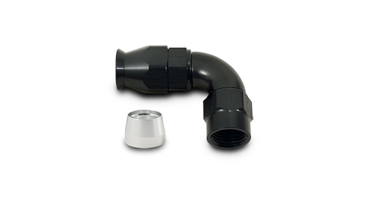90 Degree Hose Fitting -8AN by Vibrant Performance – Stock, Aluminum, Black, Model 28908