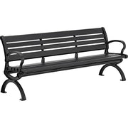 6'L Outdoor Park Bench with Backrest by Global Industrial – 6, Aluminum, Black, Model CBPB-6A1B