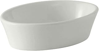 Tuxton China BWK-100 Baking Dish, 10 oz., 6-1/4" x 4-3/8" x 1-1/4", Oval, Microwave and Dishwasher Safe, Oven Proof, Fully Vitrified, Ceramic, DuraTux, White, Pack of 12