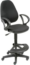 Global Industrial Ergo Stool - 180 Degree Footrest, Fabric, Black