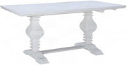 Furnifact Solid Pine Dining Table with Trestle Pedestal Base and Distressed-Finish, Farmhouse Kitchen Table Seats Six for Dining Room, White