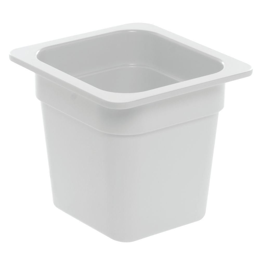 1/6 Size Cold Food Pan White Melamine - 6 3/8"L x 6 15/16"W x 6"H by HUBERT – Melamine, White, Model H0039-WHITE