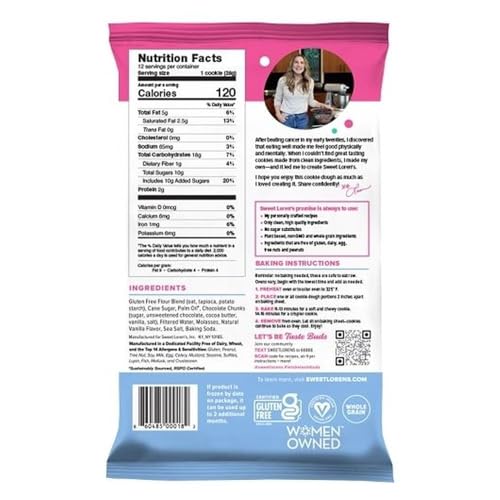 Sweet Lorens Chocolate Chunk Place & Bake Cookie Dough / 12 Ounce (Pack of 6) / 1 Cookies
