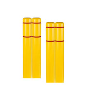 d 7" x 60" 4-Pack Bollard Cover - High Visibility - (Yellow Red Tape) - HDPE by Innoplast – 4-Pack, Yellow Red Tape, Pack of 4, Model BC760YR-4