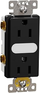 by Schneider Electric Square D X Series Duplex Decorator Tamper Resistant Electrical Outlet with LED Night Light for 125 Volts, 15 Amp, Matte Black (SQR57101BK)