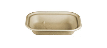 World Centric TR-SC-U8L 100% Compostable Unbleached Plant Fiber 1 Compartment Trays with PLA Lining, 17 oz., 8" x 6" x 1.5" (