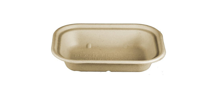 World Centric TR-SC-U8L 100% Compostable Unbleached Plant Fiber 1 Compartment Trays with PLA Lining, 17 oz., 8" x 6" x 1.5" (Pack of 400)