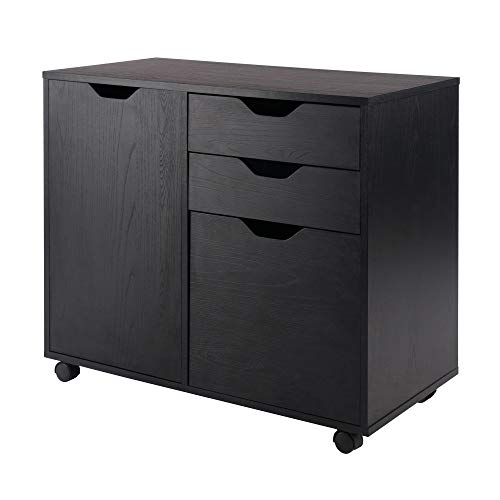 Winsome Black / 4 Doors, 12 Drawers, File Drawer / Transitional Home Office Cabinets