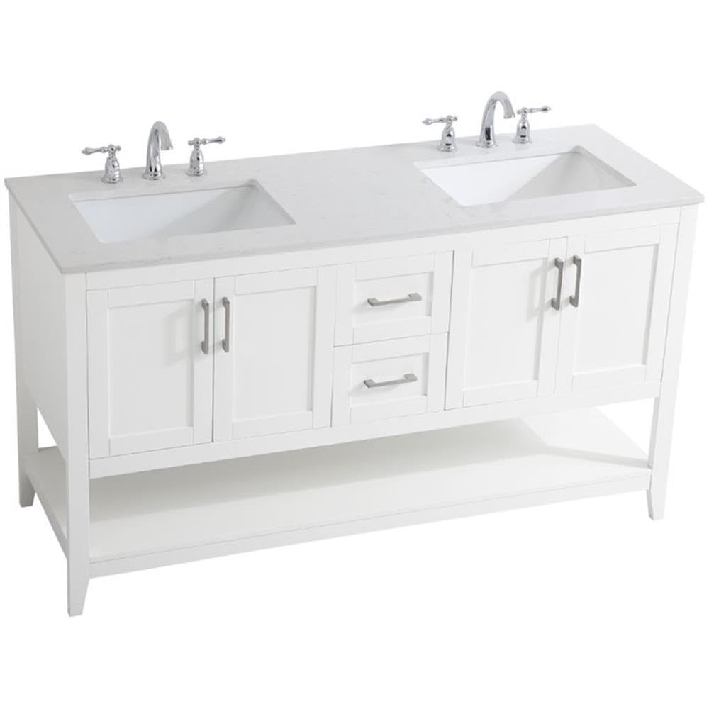 Elegant Decor 60"Lx22"Wx34"H / White / Traditional Bathroom Vanities