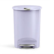 simplehuman Semi-Round Step Can, 50L / 13 Gallon Kitchen Trash Can, Studio Edition, Pet-Proof Slide Lock, 150,000-Step Pedal, Lid Shox® Silent Close, Lilac Plastic