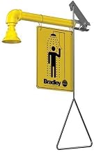 Bradley S19-120 Galvanized Steel 1 Spray Head Horizontal Supply Safety Shower with Plastic Showerhead, Wall Mount, 20 GPM Water Flow, 9" Width x 25-1/2" Height x 15-3/4" Depth