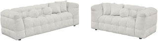 2pc Sofa & Loveseat Set in Cream Boucle Fabric