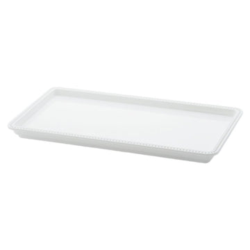 White Rect. Beaded Edge Venetian Display Tray by Elite Global Solutions – 15" x 6" x 1", White, Model M1561-W
