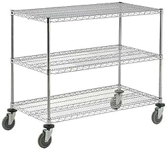 Nexel Adjustable Chrome Wire Shelf Cart, 3 Shelves, 800 Lb. Capacity, 72" L x 24" W x 40" H