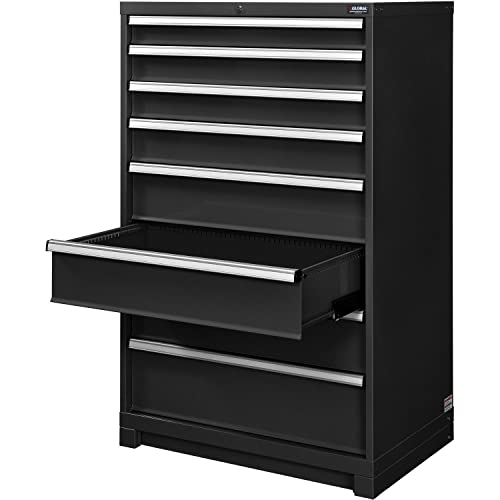 Modular 8 Drawer Cabinet by Global Industrial – 39.37"L x 27.3"W x 66.15"H, Alloy Steel, Black, Model 298470BK