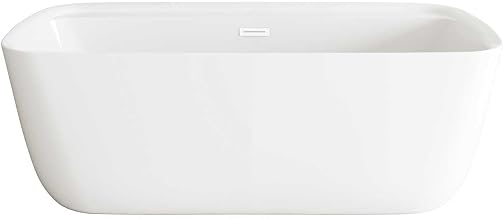 Elegant Kitchen And Bath 67" Soaking Bathtub In Glossy White With Polished White