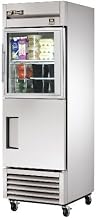 TRUE TS-23-1-G-1 Single Section All Stainless Reach-In Refrigerator with Glass/Stainless Half Doors