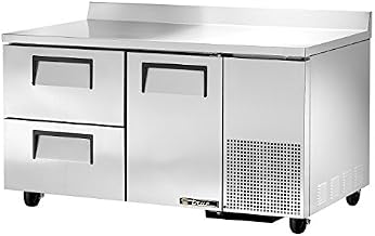TRUE TWT-60-32D-2 Two Section 60" Deep Work Top Refrigerator, One Solid Door & Two Drawers