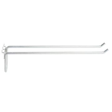 16 Inch (L) Double Peg Hook Steel by Retail Resource – Steel, Silver, Model 080-274-10