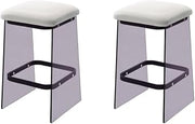 Black Smoked Acrylic Counter Stools Set of 2, Backless Lucite Seat with Hardware, Modern Ghost Stool for Kitchen Island, Black Acrylic Counter s