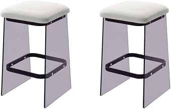 Black Smoked Acrylic Counter Stools Set of 2, Backless Lucite Seat with Hardware, Modern Ghost Stool for Kitchen Island, Black Acrylic Counter s