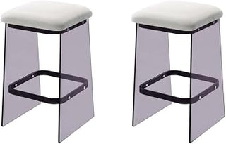 Black Smoked Acrylic Counter Stools Set of 2, Backless Lucite Seat with Hardware, Modern Ghost Stool for Kitchen Island, Black Acrylic Counter s