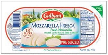 Galbani Fresh Mozzarella Cheese Pre-Sliced Log, 16 Ounce -- 6 per case.