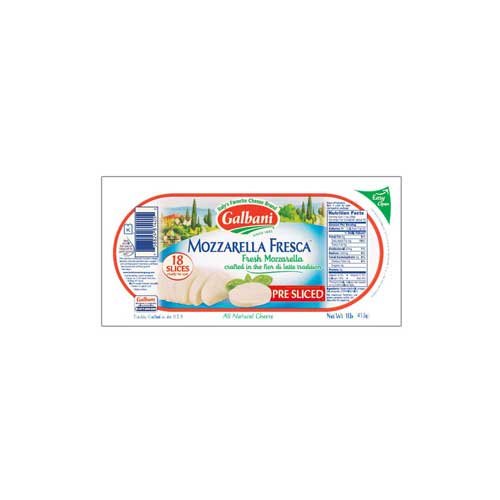 Fresh Mozzarella Cheese Pre-Sliced Log by Galbani – 16.0 Ounce (Pack of 6), Pack of 6, Model 81405