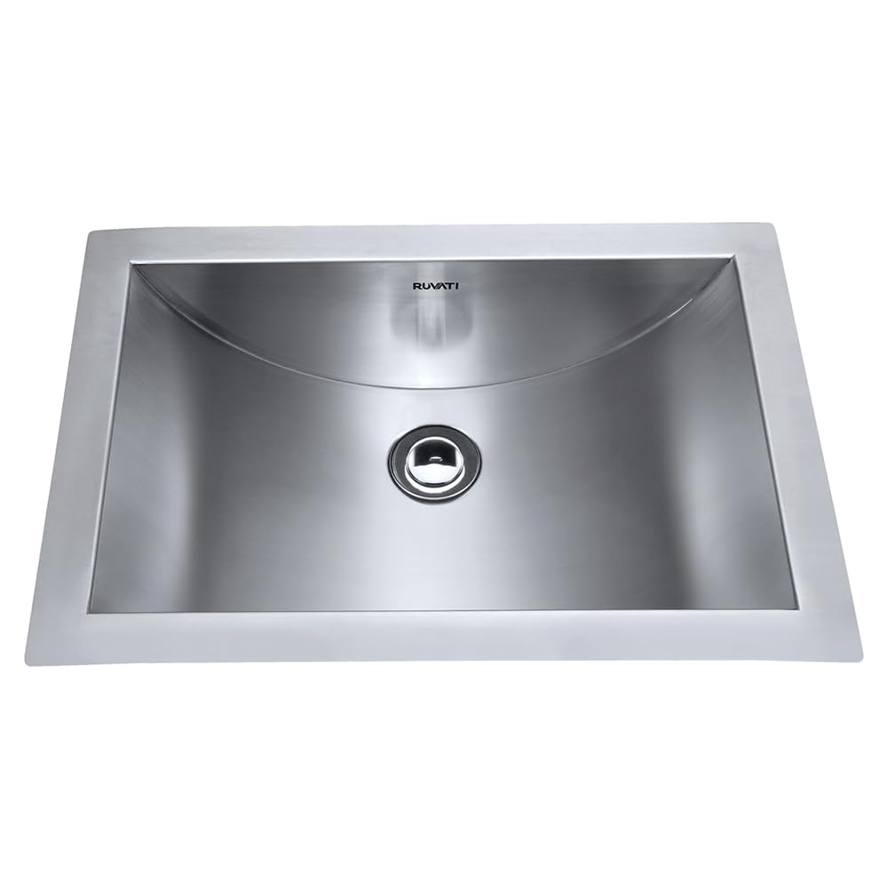 16x13-in Brushed Stainless Undermount Bathroom Sink by Ruvati – 16 x 13 inch, Stainless Steel, Model RVH6106ST