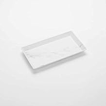 American Metalcraft MWMEL19 Melamine Matte Rectangular Platter, White Marble, 14"
