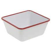 Serving Bowl Enamelware Look Melamine White/Red - 7" L x 7" W x 3 1/10 D by HUBERT – Melamine, White, Model 240211