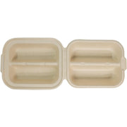 World Centric 2-Compartment Clamshell Taco Container – TO-SC-T2, Compostable Fiber, 8" x 5" x 3" | 300/Case