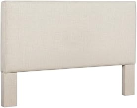 Furnifact Sand Upholstered King Panel Headboard with Ivory Polyester Fabric, Transitional Style, Durable Construction, Easy Maintenance for Stylish Bedroom