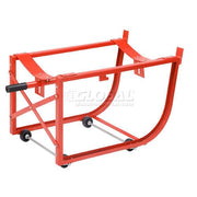 Standard 55 Gallon Drum Cradle with 2-1/2" Polyolefin Wheels by Global Industrial – 31.75"L x 19.75"W x 20"H, Steel, Red, Model 233572
