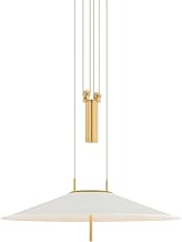 Hudson Valley Lighting Emmons 1-Light Pendant | Essential & Modern Style | Aged Brass Finish | Made of Aluminum & Diffuser | Adjustable Hang Height 27-116" | 30" Dia x 6.75" H | 4751-AGB/SWH