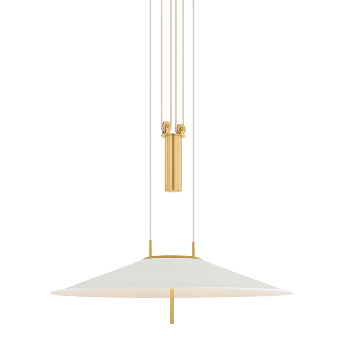 Emmons 1-Light Pendant | Essential & Modern Style | Aged Brass Finish | Made of Aluminum & Diffuser | Adjustable Hang Height 27-116" | 30" Dia x 6.75" H | -AGB/SWH by Hudson