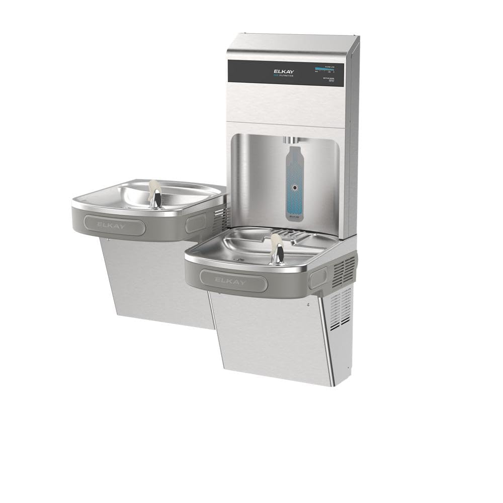 Pro Bottle Filling Station & Bi-Level ADA Cooler by Elkay – Stainless Steel, Model LZSTL8WSSPRO