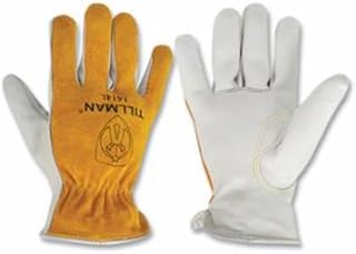Tillman 724-1414M Drivers Gloves - Cotton Stitching & Top Grain Cowhide Palm & Split Cowhide BOH - Unlined Bourbon Brown & Pearl - Medium - Pack of 12