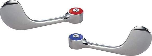 BK Resources Evolution Series Stainless Steel Wrist Blade Faucet Handle Kit, Heavy Duty Designed for Commercial Kitchens, Includes (1) Hot and (1) Cold Handle, Chrome Plated